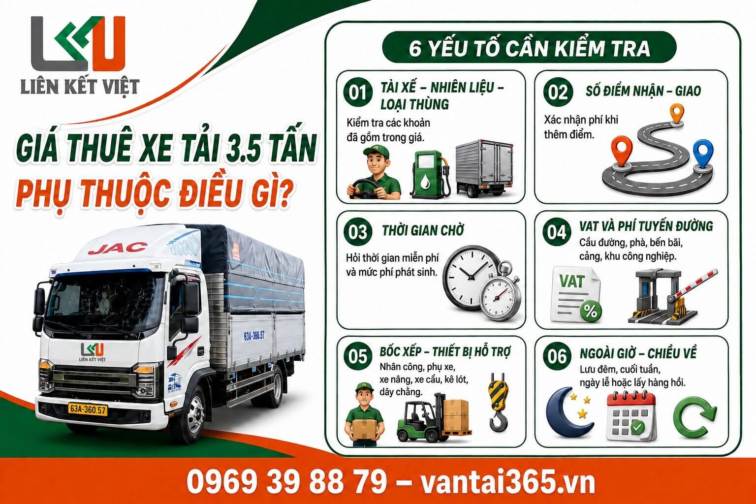 Các yếu tố cần xác nhận trước khi chốt giá thuê xe 3.5 tấn Các yếu tố ảnh hưởng đến giá thuê xe tải 3.5 tấn tại TP.HCM và đi tỉnh