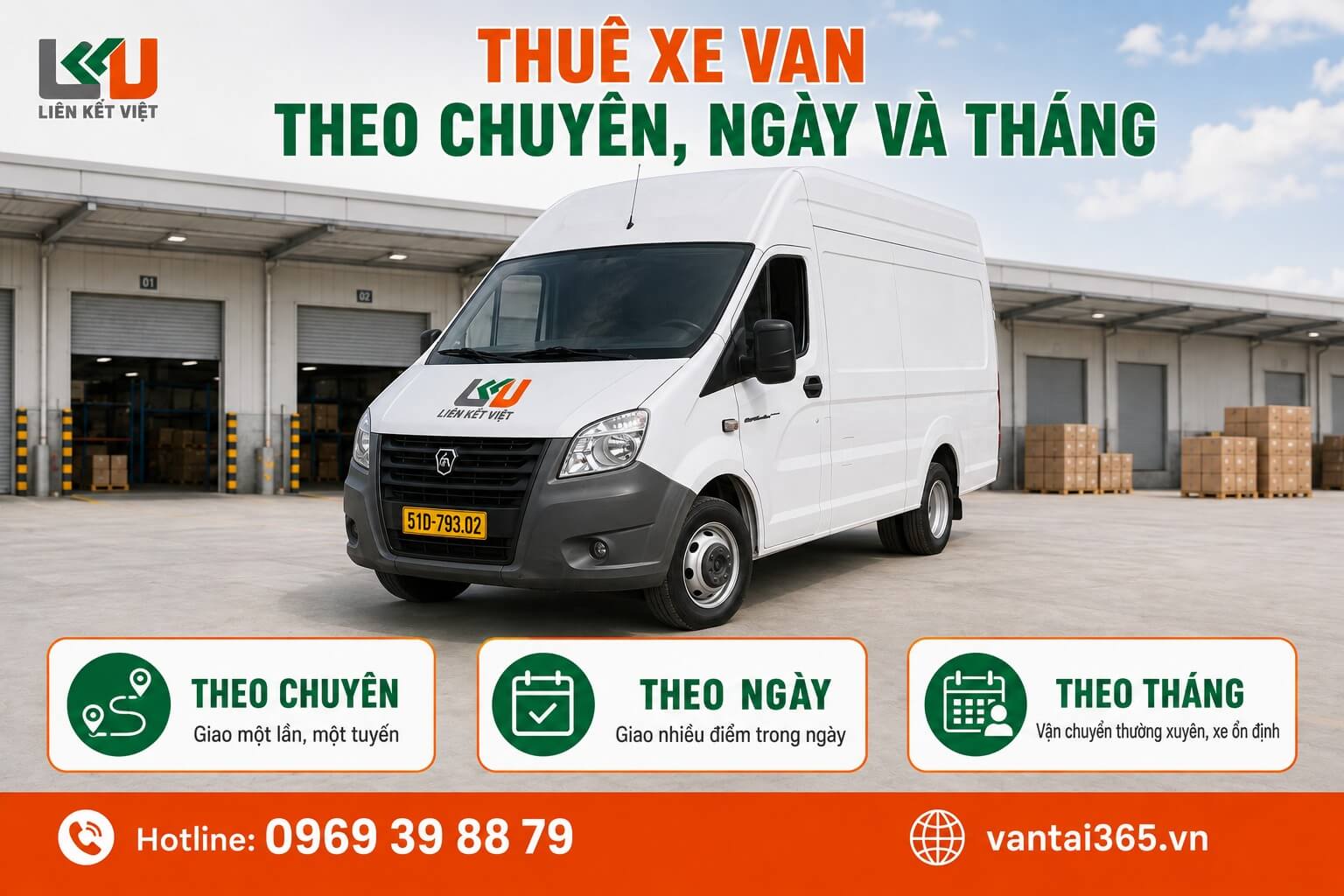 Hình thức thuê xe van theo chuyến, ngày hoặc tháng Ba hình thức thuê xe van chở hàng theo chuyến, theo ngày và theo tháng