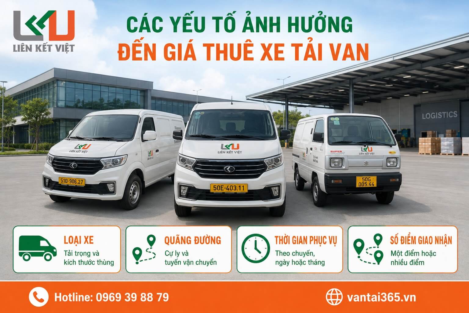 Cho Thuê Xe Tải Van 500–945kg Chở Hàng Tại TPHCM 2 Các yếu tố xác định giá thuê xe tải van gồm loại xe, quãng đường, thời gian và điểm giao
