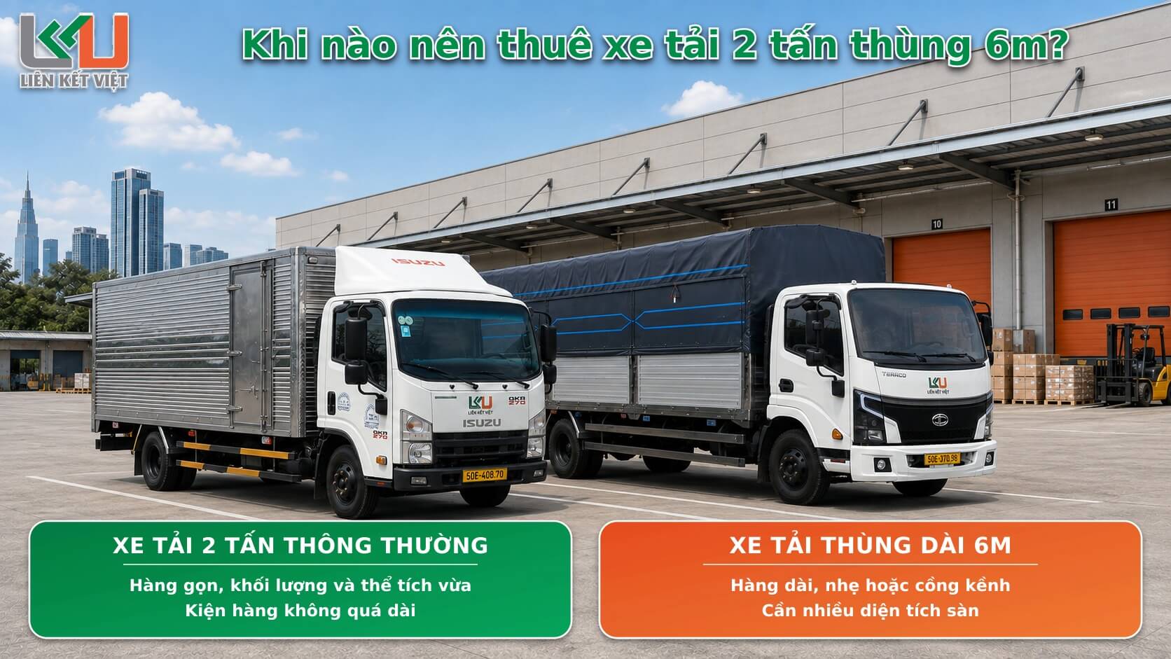So sánh xe tải 2 tấn và xe thùng dài 6m So sánh xe tải 2 tấn thông thường và xe tải thùng dài 6m chở hàng
