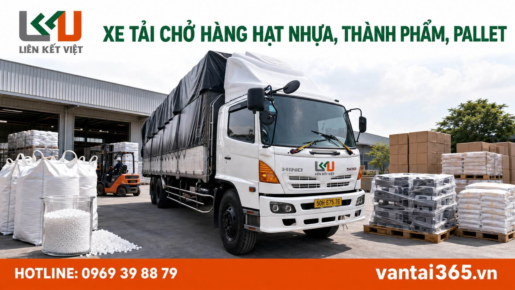 Các nhóm hàng hóa vận chuyển bằng xe tải Hàng hạt nhựa thành phẩm và pallet vận chuyển bằng xe tải