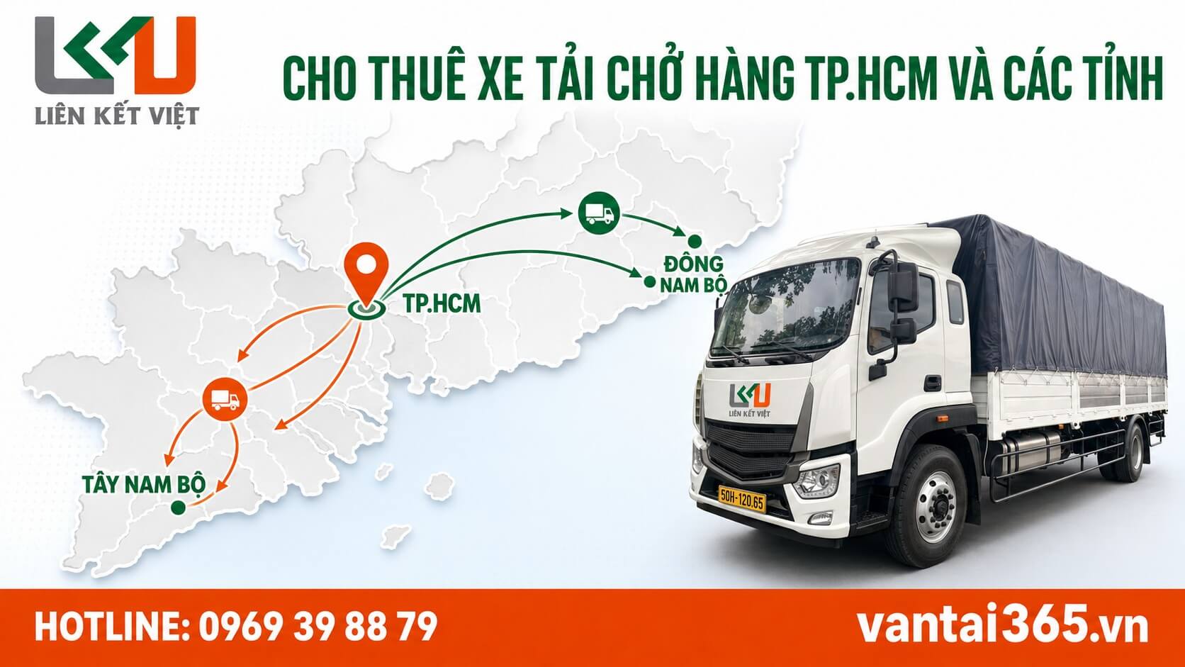 Phạm vi vận chuyển TP.HCM và miền Nam Bản đồ tuyến thuê xe tải từ TP.HCM đi các tỉnh miền Nam