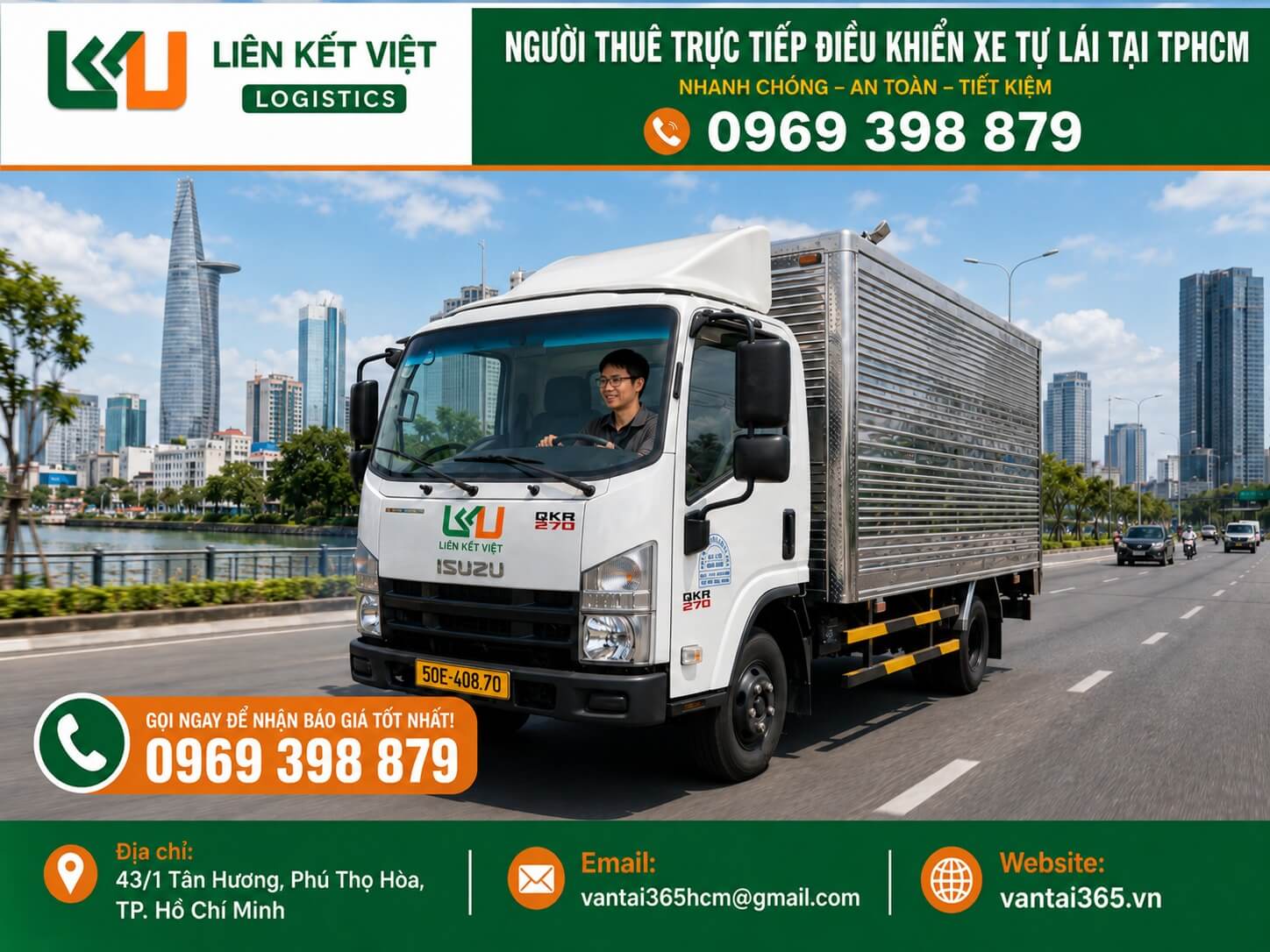 Thuê xe tải tự lái và chủ động lịch trình vận chuyển Người thuê trực tiếp điều khiển xe tải tự lái tại TP.HCM