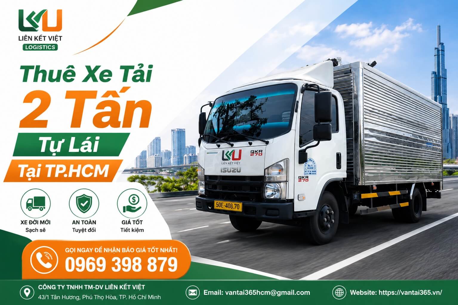 Xe tải 2 tấn tự lái phục vụ chuyển nhà và giao hàng Thuê xe tải 2 tấn tự lái tại Liên Kết Việt